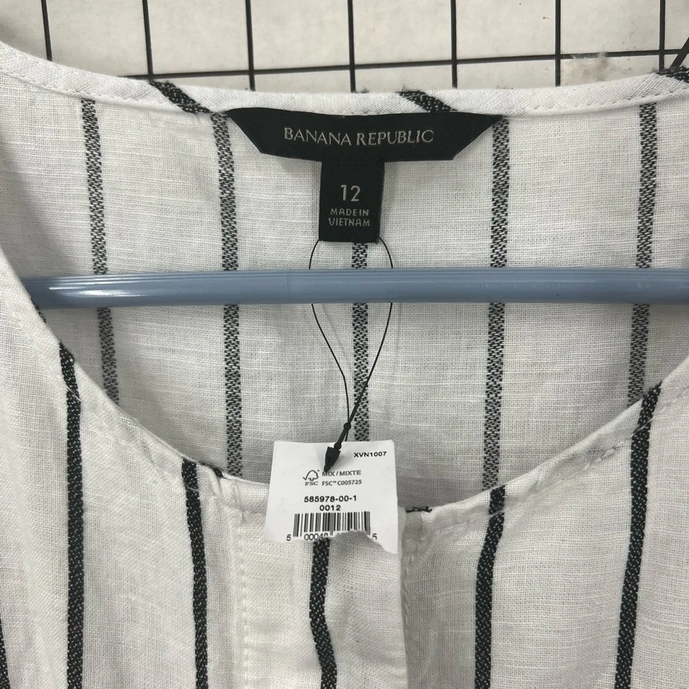 Banana republic LINEN-COTTON WIDE-LEG CROPPED JUMPSUIT 12 NWT
